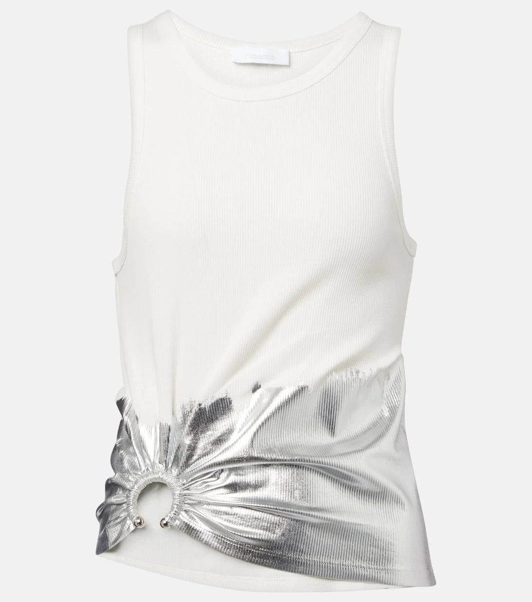 Rabanne - Gathered cotton-blend tank top