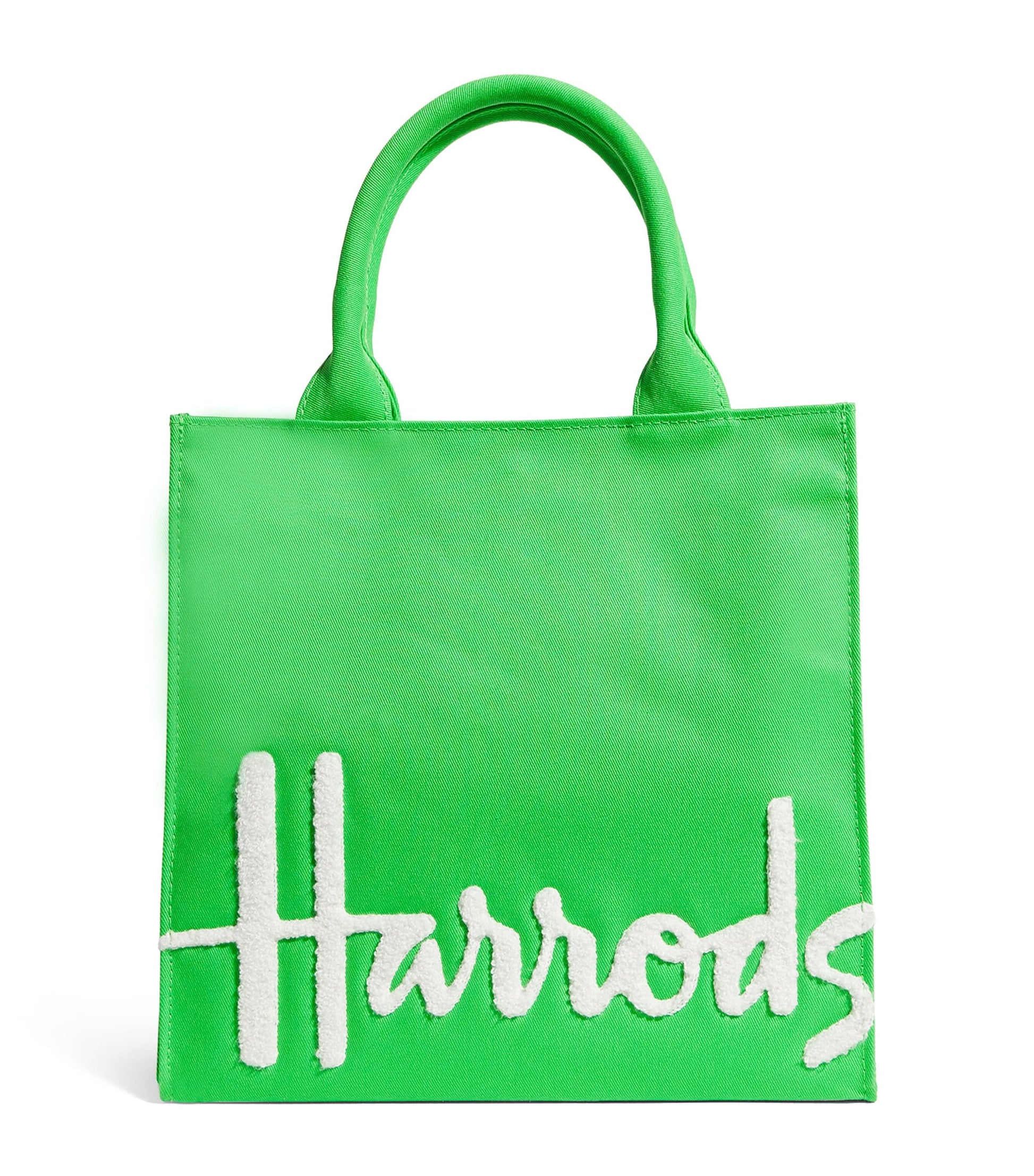 Harrods Green Small Cotton Logo Tote Bag