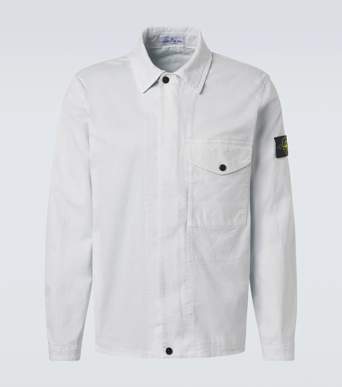 Stone Island - قميص علوي من قماش الكانفاس القطني بتطريز البوصلة