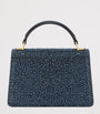 Blue Mini Crystal-Embellished Suede Serpenti Forever Top-Handle Bag