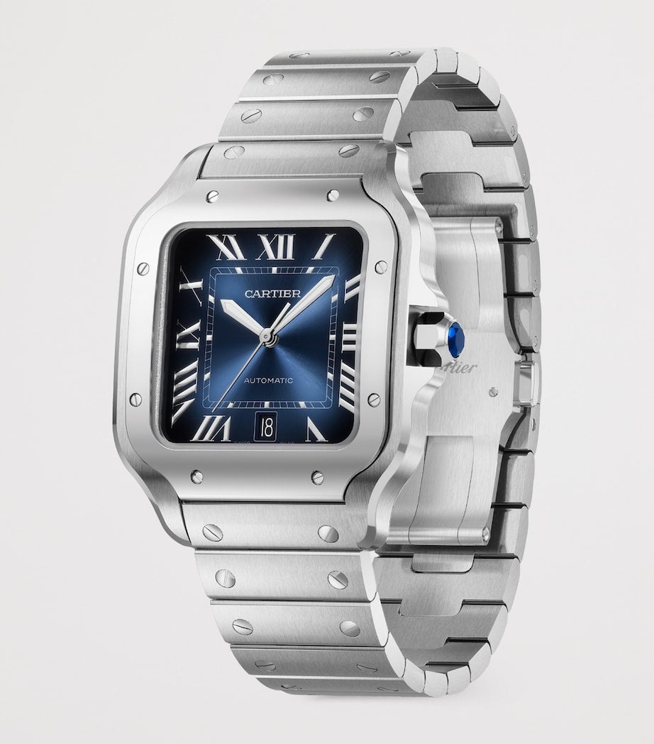 Large Steel Santos de Cartier Watch 39.8mm