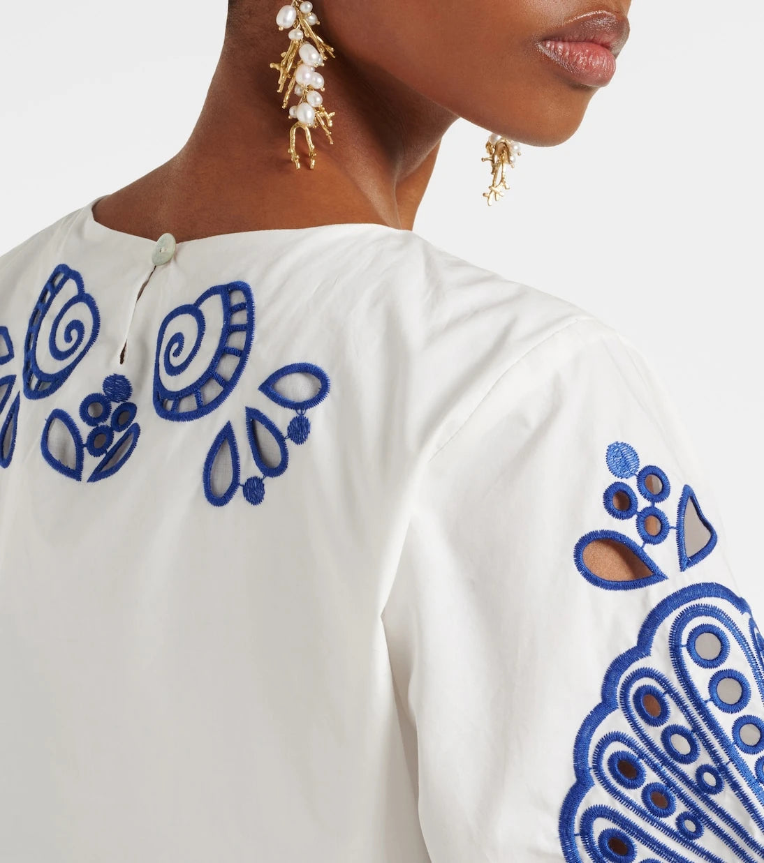 Farm Rio - Embroidered cotton crop top