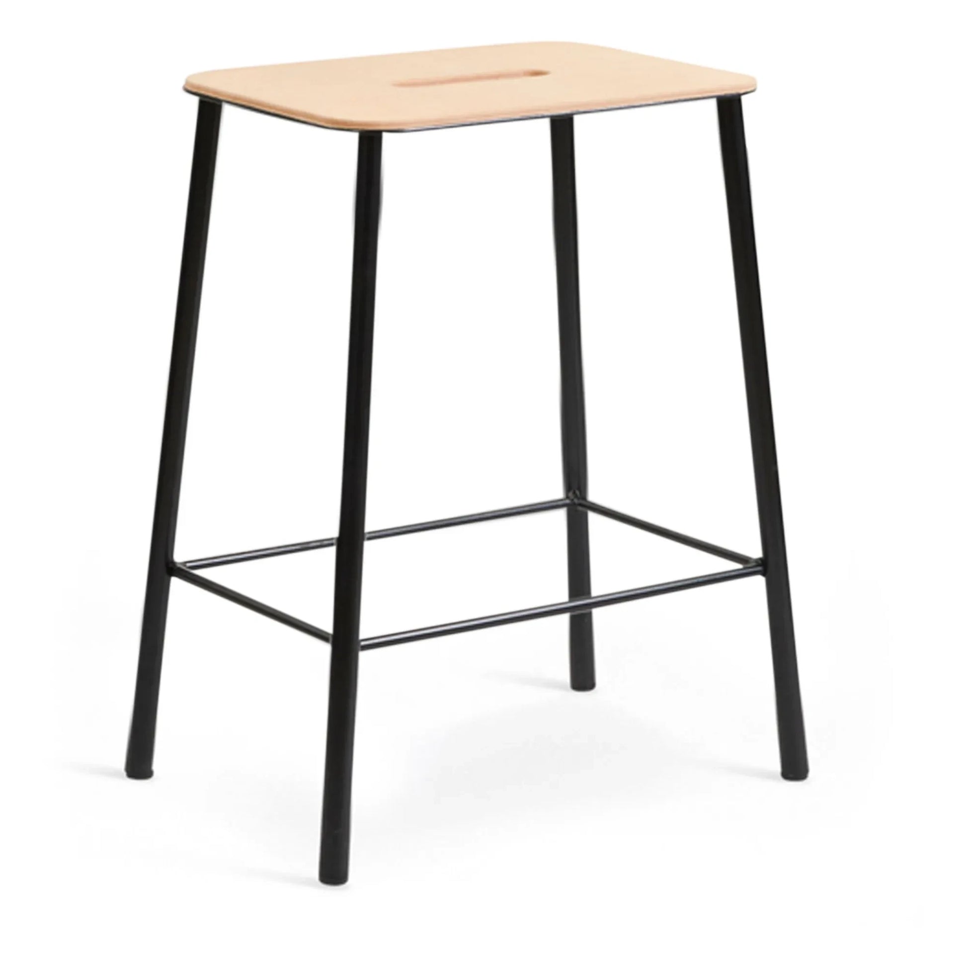 Frama - Adam Stool with Leather Seat | Black