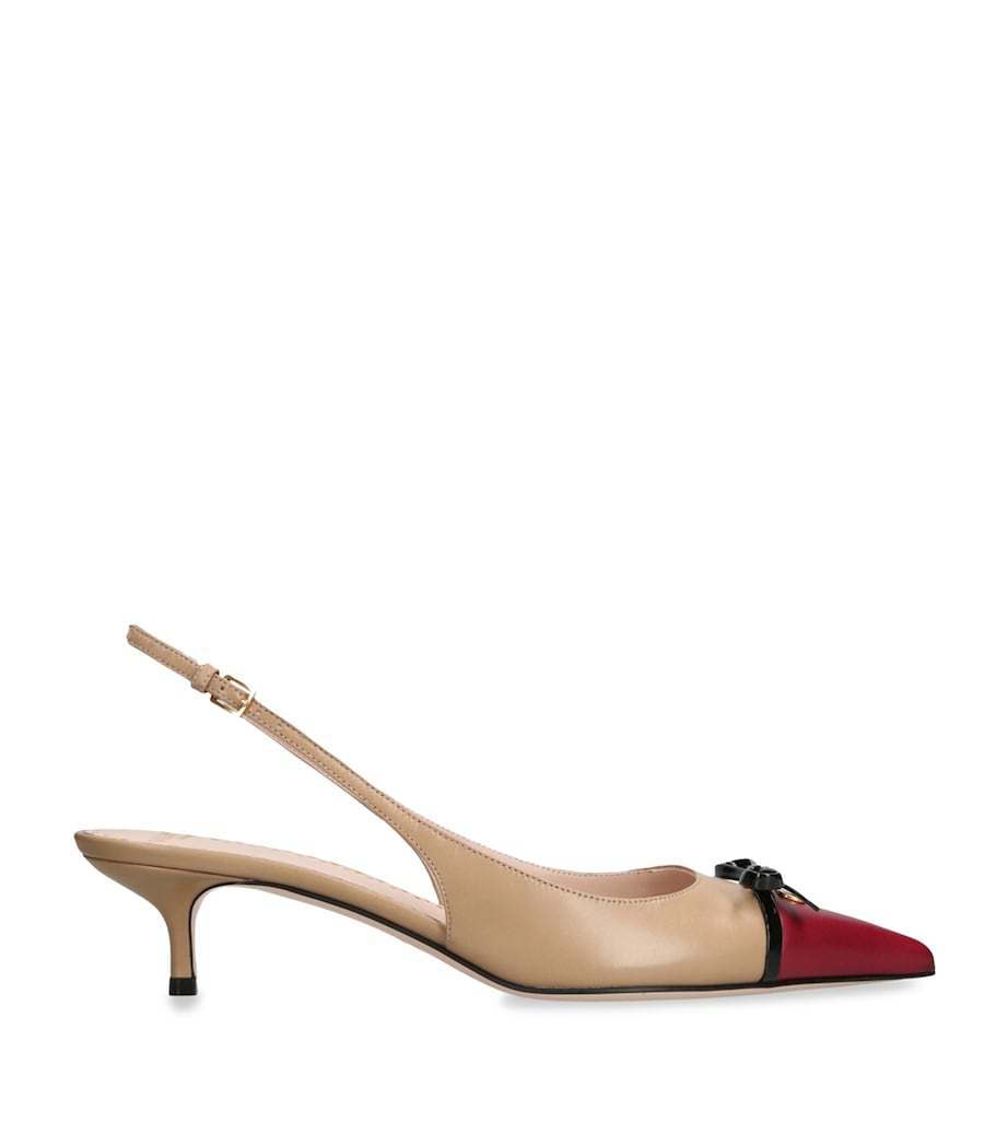 Valentino Garavani Beige Leather Bepointy Slingback Heels 45