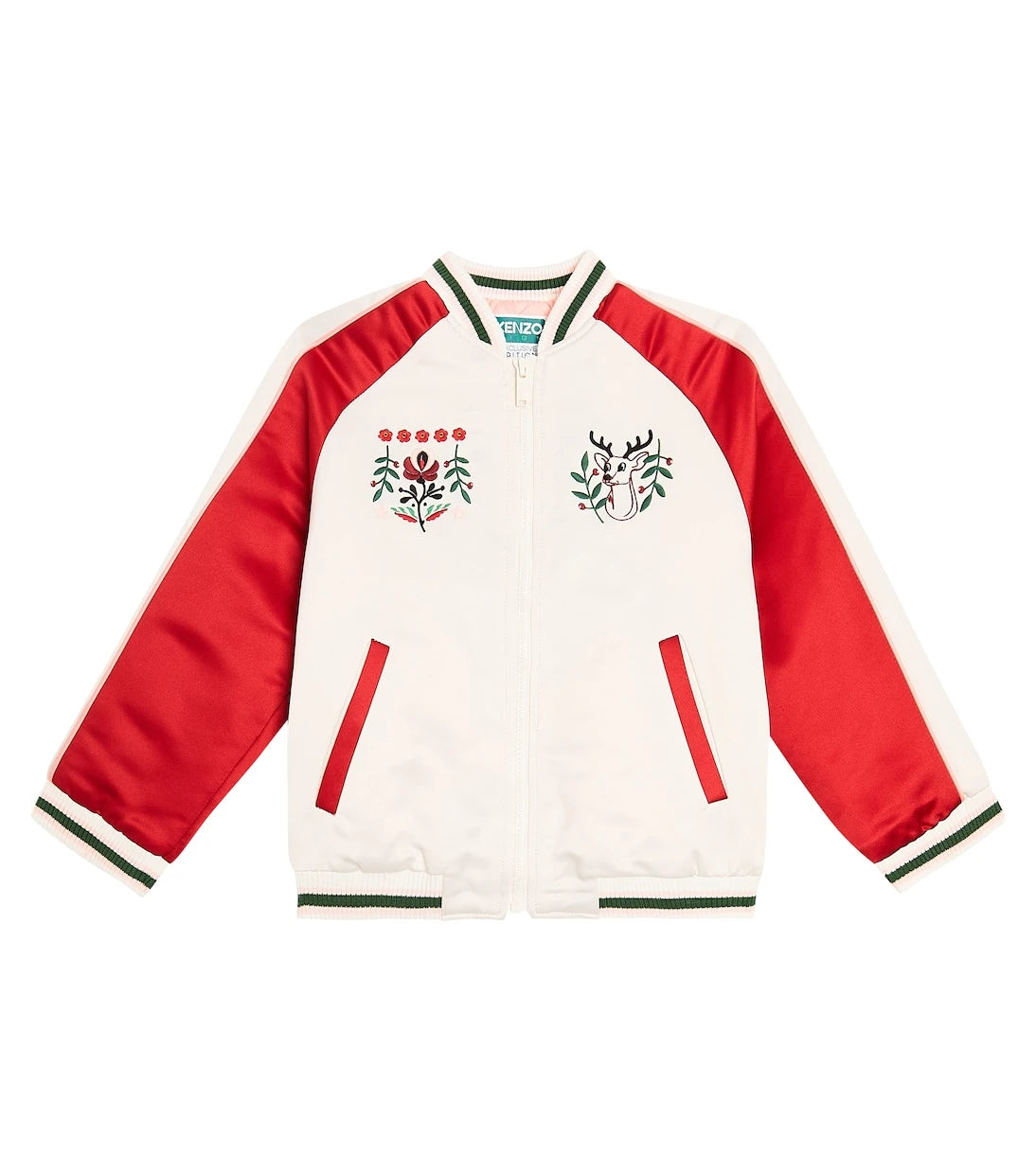 Kenzo Kids - Embroidered satin varsity jacket