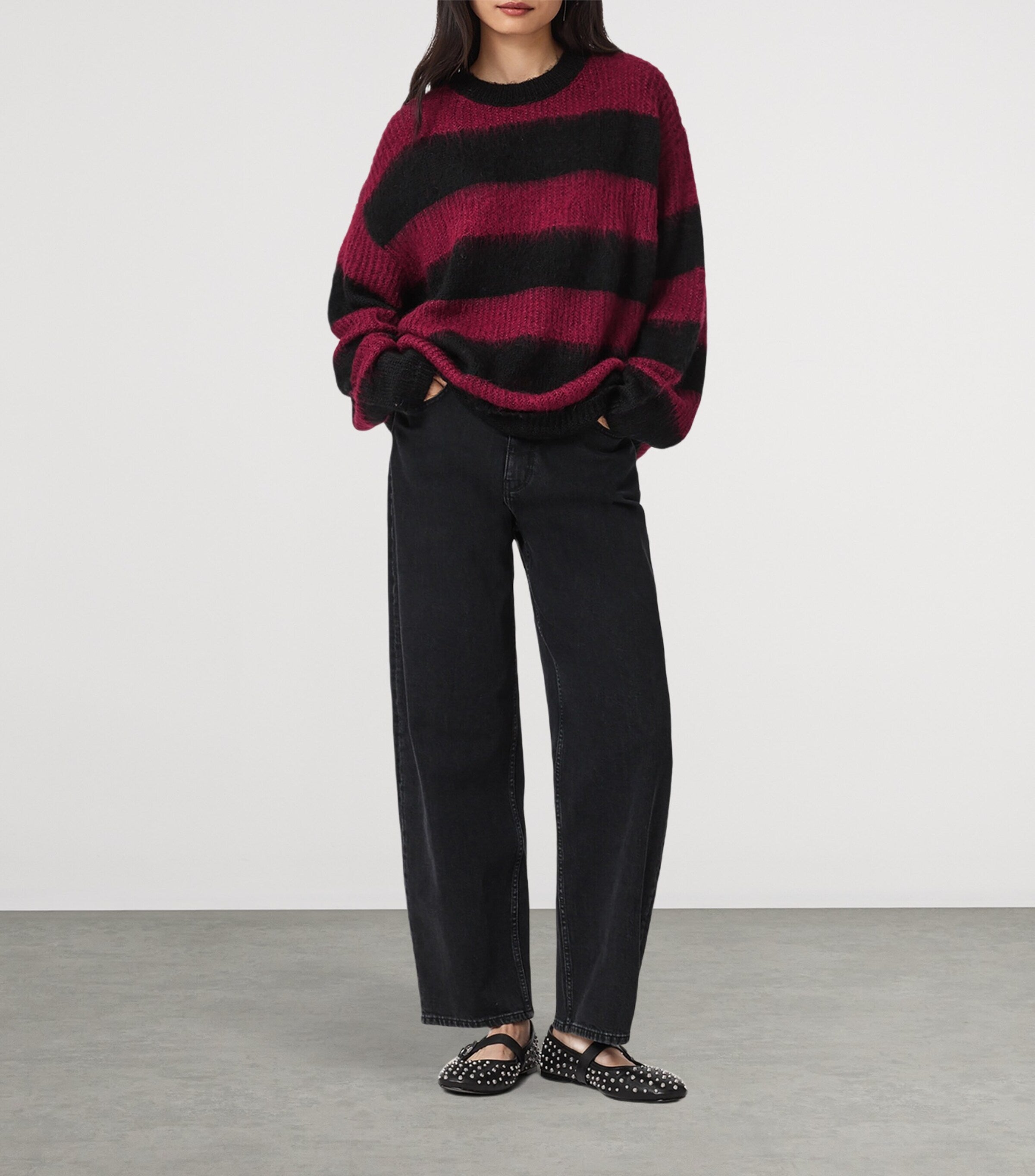 AllSaints Black Onyx Stripe Sweater