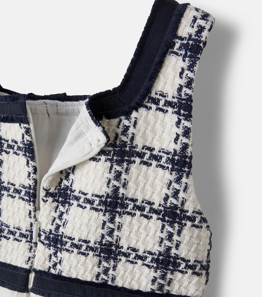 Patachou - Checked plissé cotton-blend tweed dress