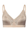 Hanro Beige Satin Lace-Trim Lilith Bra