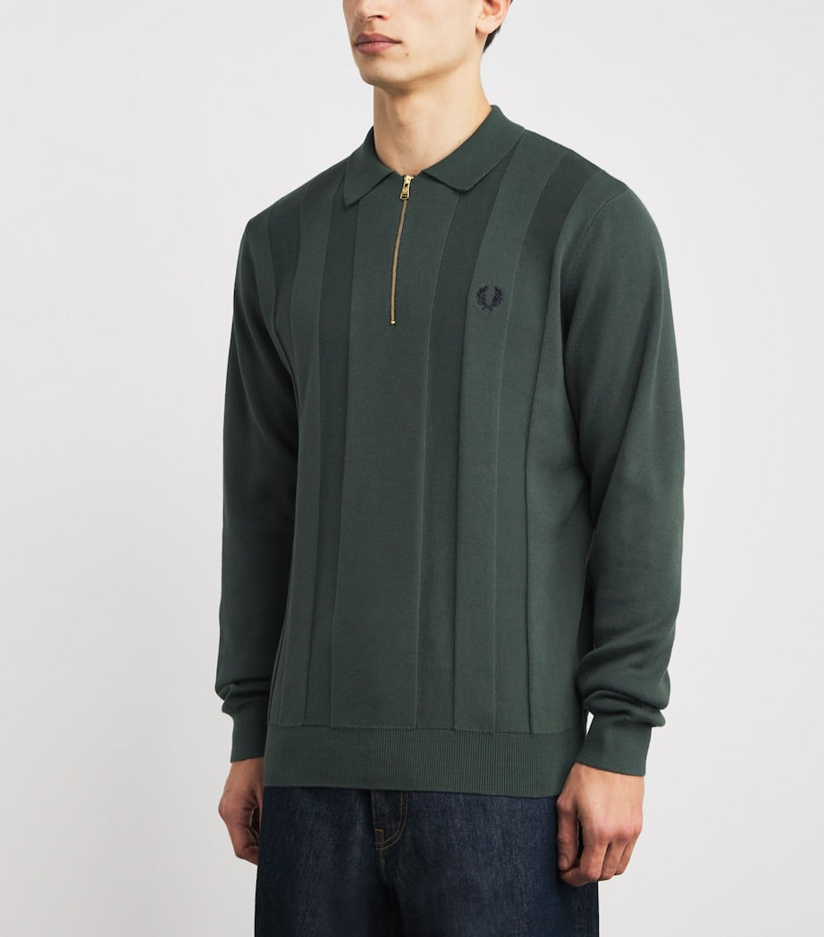 Cotton Zip-Up Polo Shirt