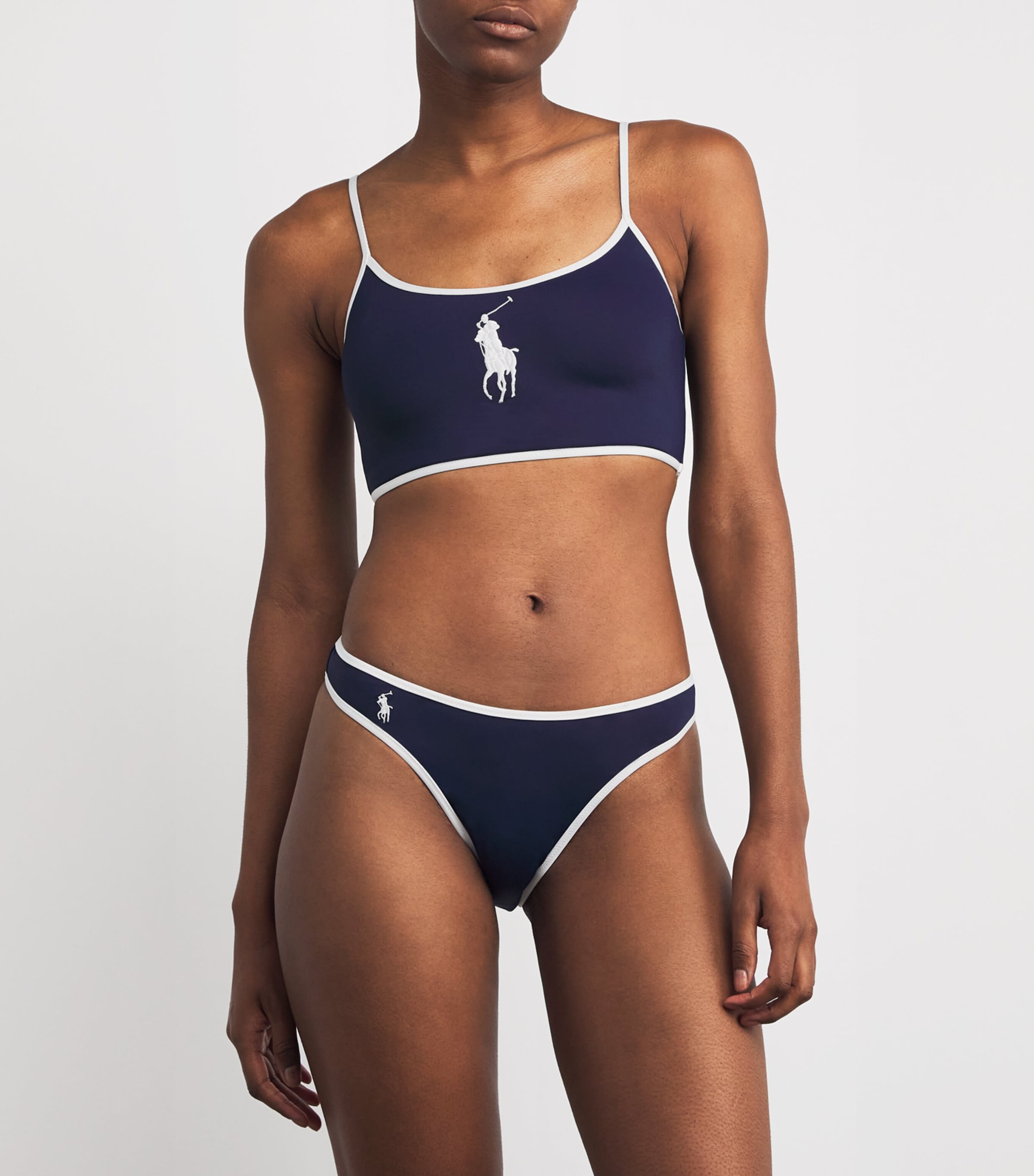 Navy Polo Pony Two-Tone Bikini Bottoms