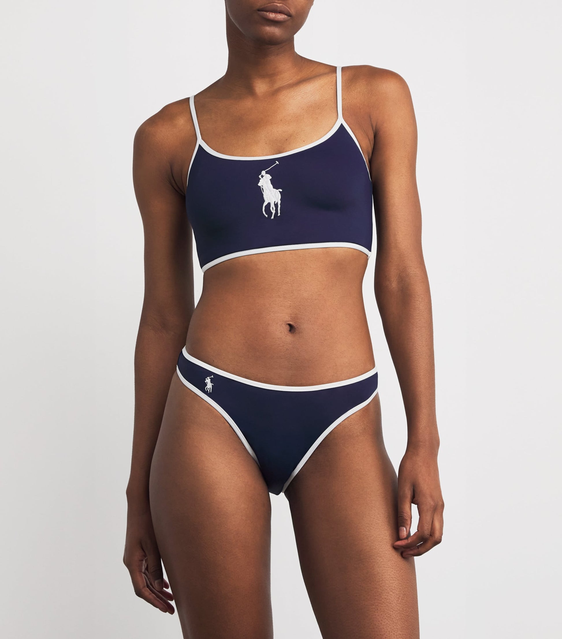 Navy Polo Pony Two-Tone Bikini Bottoms