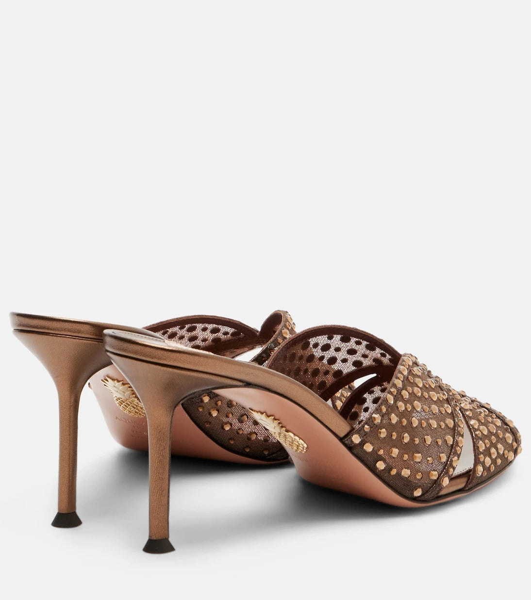 Aquazzura - Crystal Lover embellished tulle mules