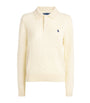 Ivory Wool-Cashmere Cable-Knit Polo Sweater
