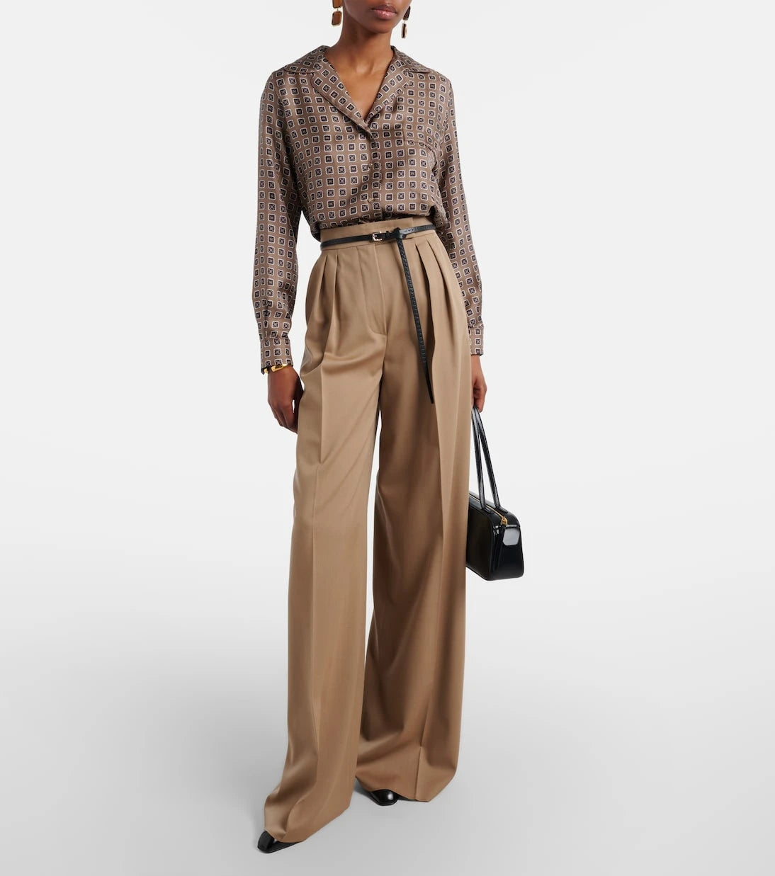 Max Mara - بنطال Quorum بقصة أرجل واسعة من صوف الفيرجن