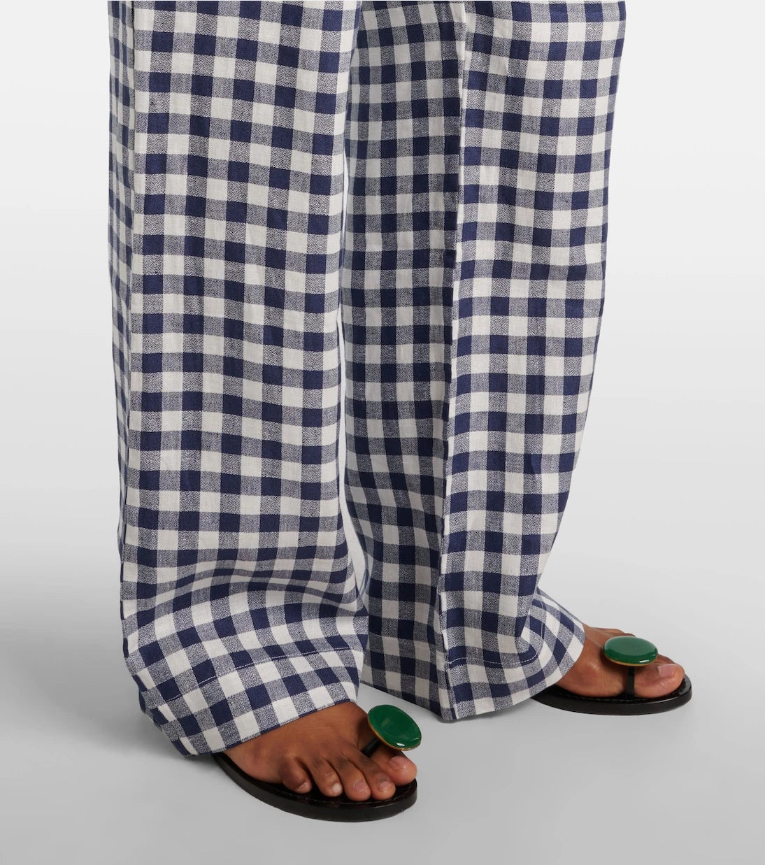Asceno - Aurelia gingham linen wide-leg pants