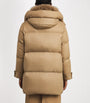 Yves Salomon Beige Down-Fur Technical Puffer Jacket (83cm)