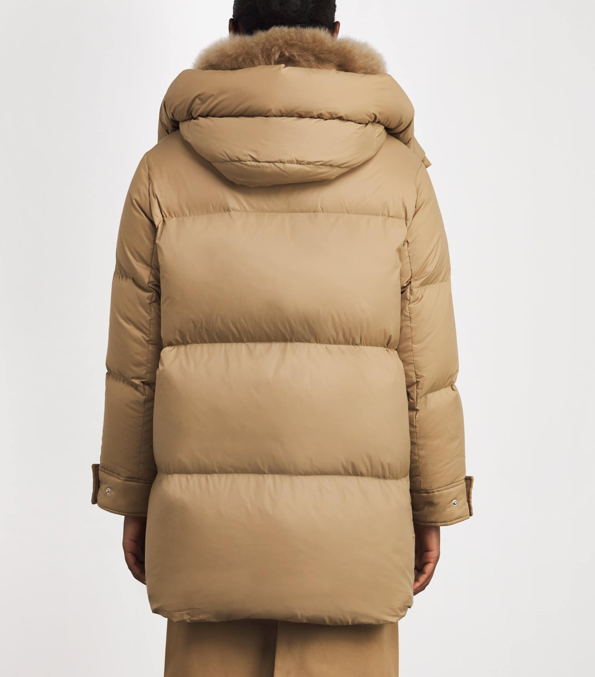 Yves Salomon Beige Down-Fur Technical Puffer Jacket (83cm)