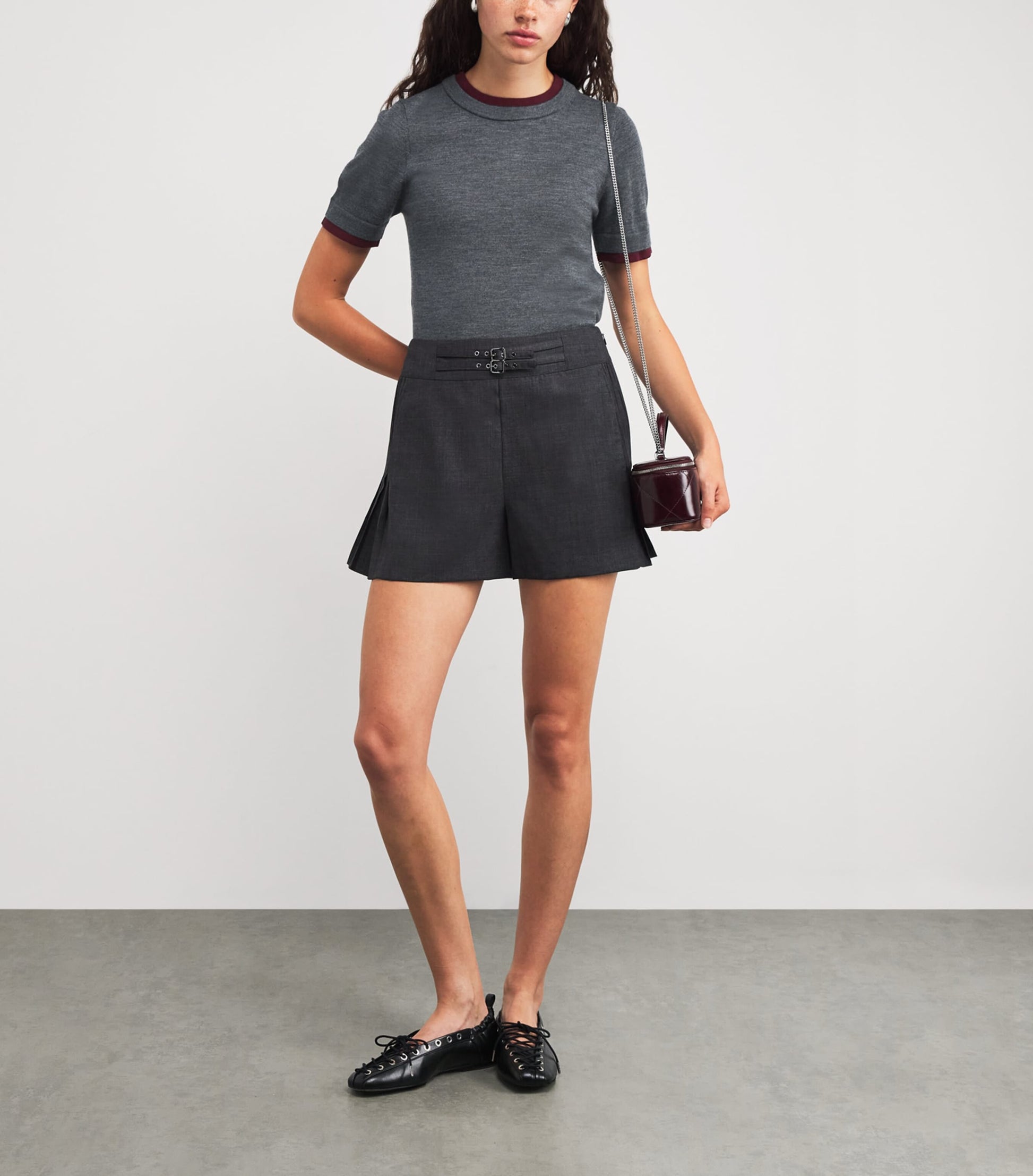 Sandro Paris Black Wool Short-Sleeve Sweater