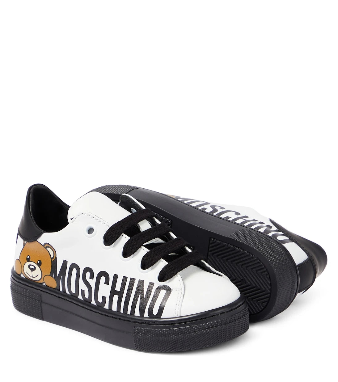 Moschino Kids - أحذية رياضية جلدية بشعار