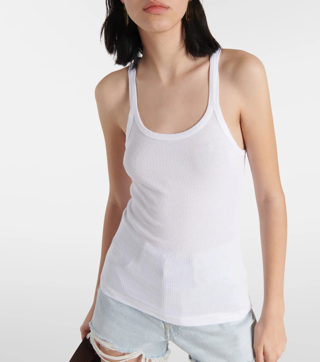 Re/Done - Ribbed-knit cotton jersey tank top