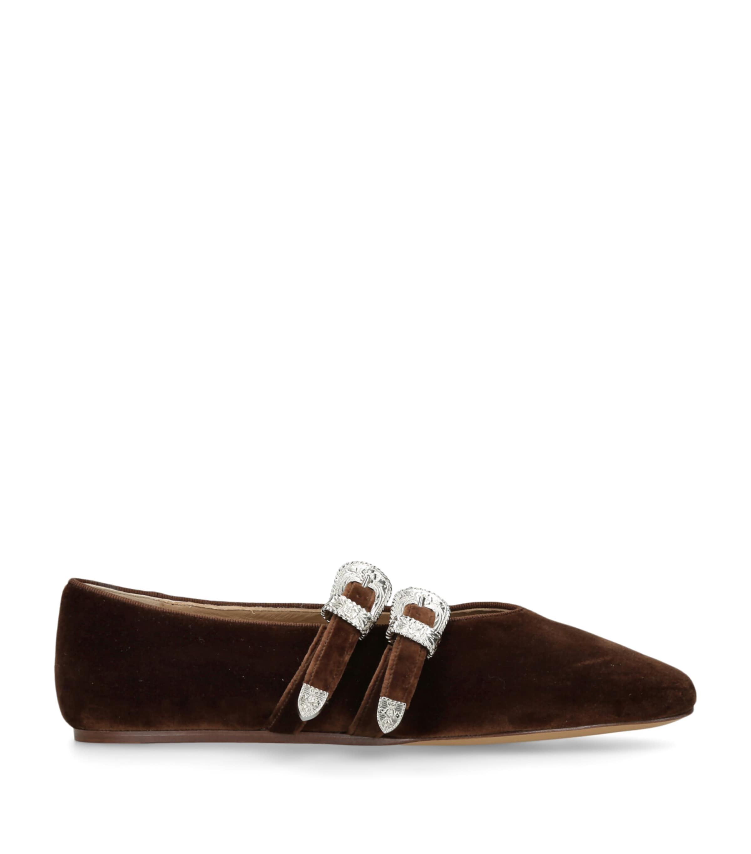 Le Monde Beryl Brown Velvet Claudia Ballet Flats