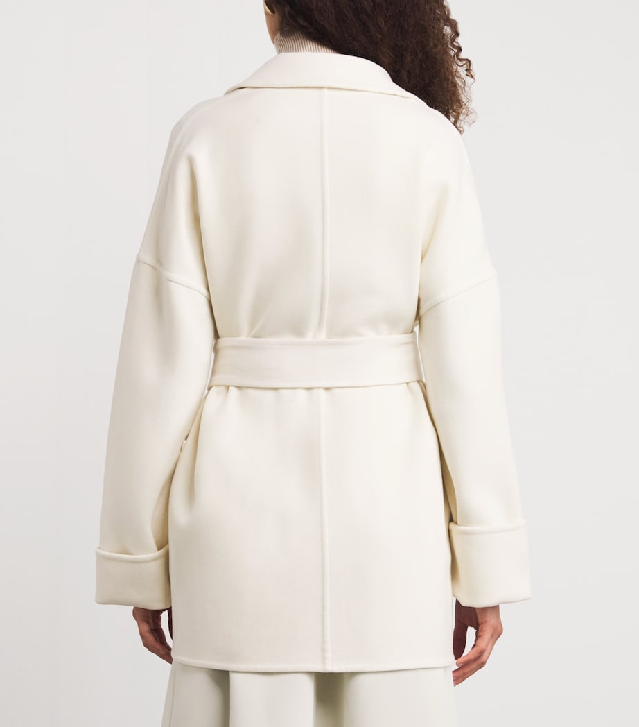 Eleventy White Wool Reversible Wrap Coat