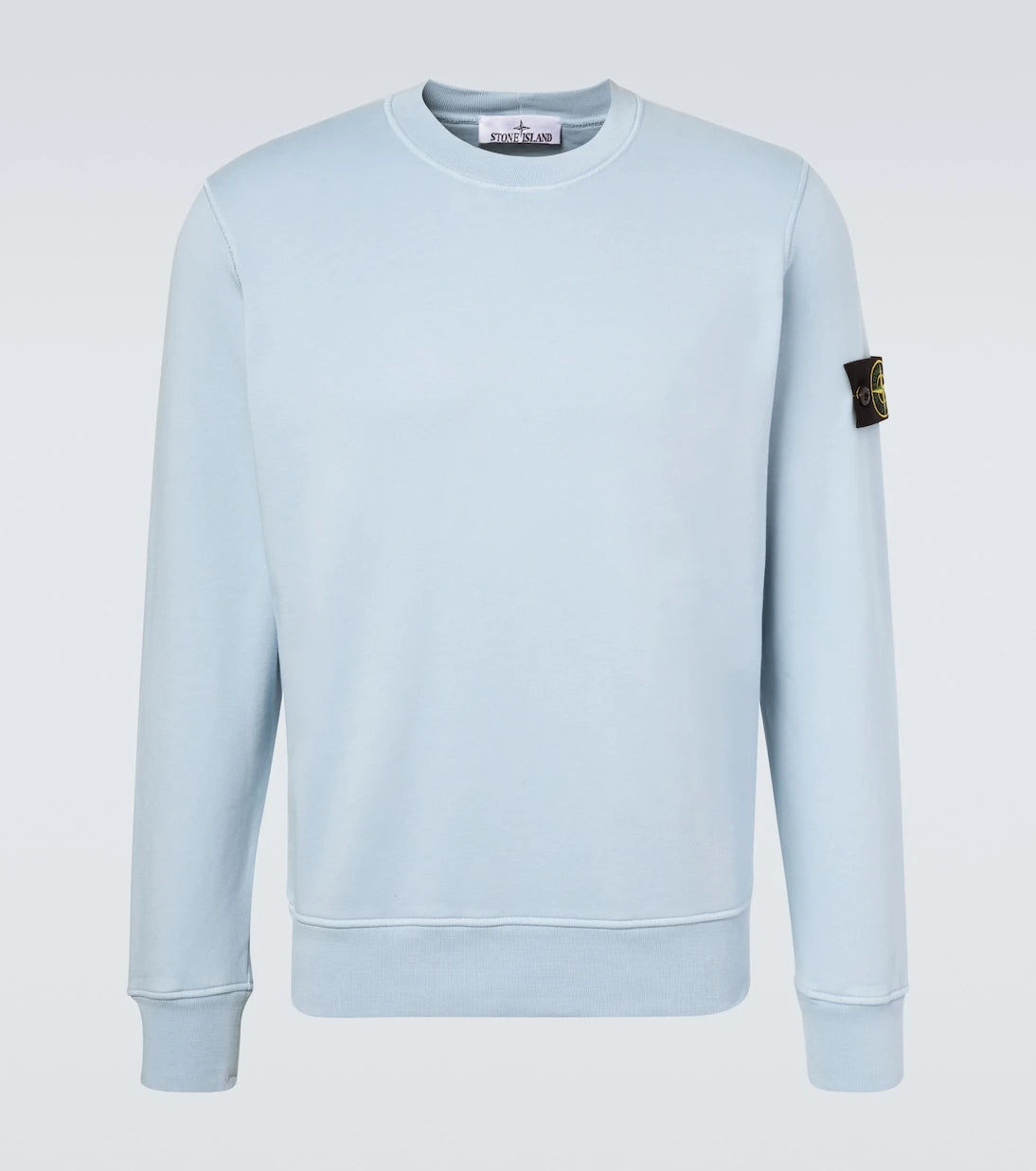 Stone Island - سويت شيرت من صوف القطن بتطريز البوصلة