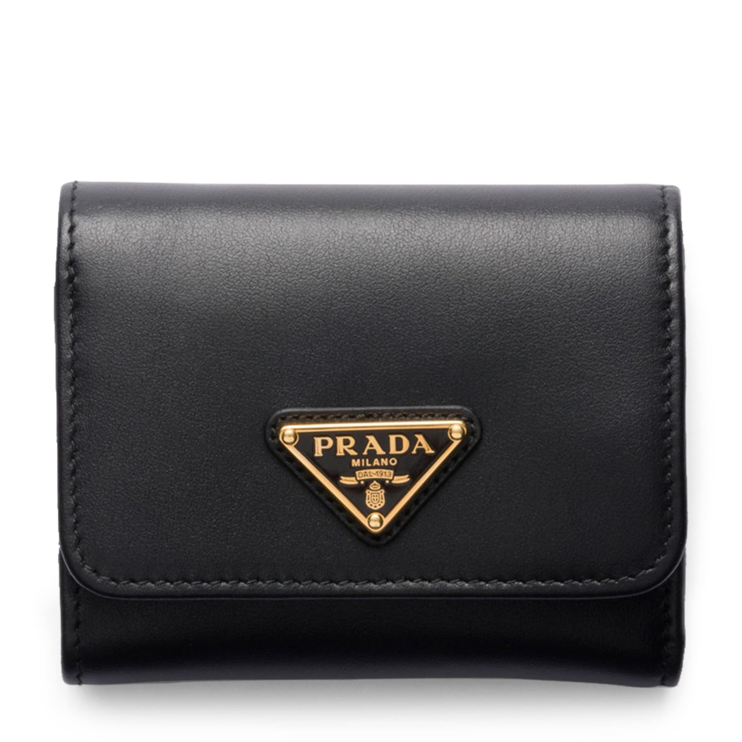 Prada Black Small Leather Triangle Wallet