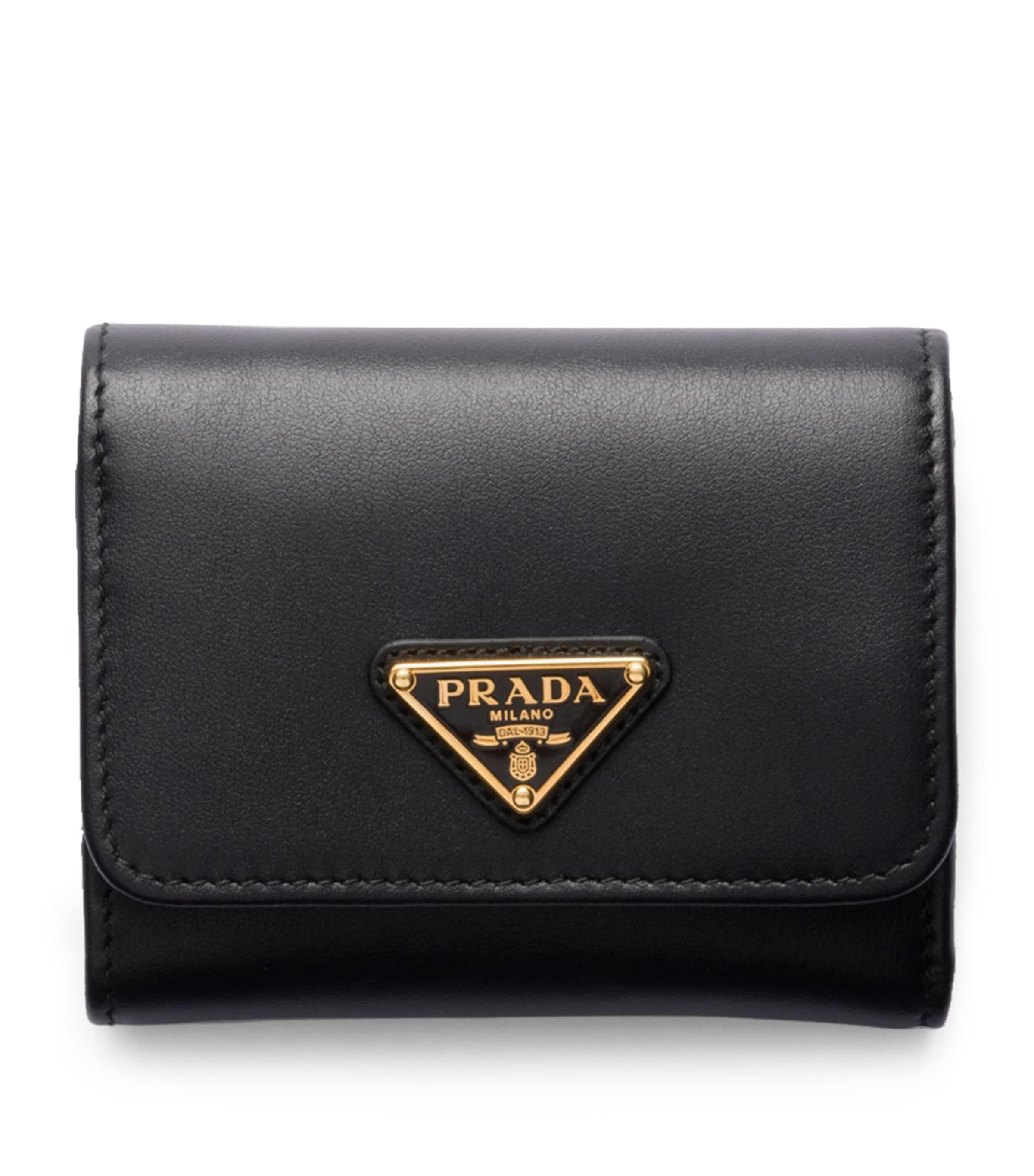 Prada Black Small Leather Triangle Wallet