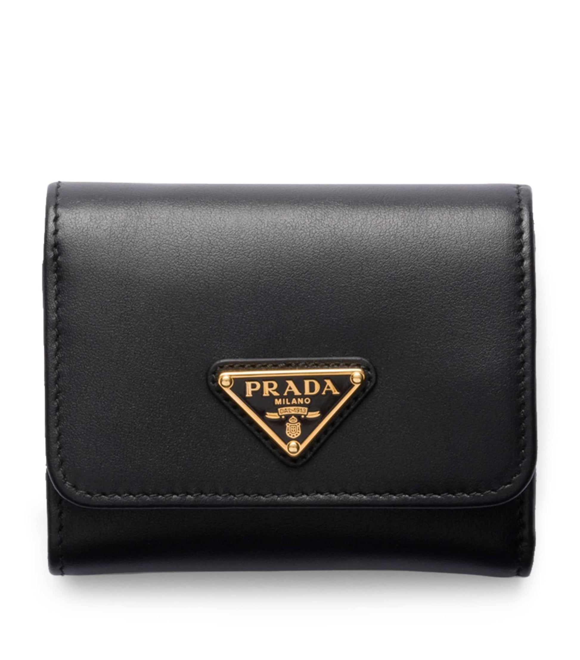 Prada Black Small Leather Triangle Wallet