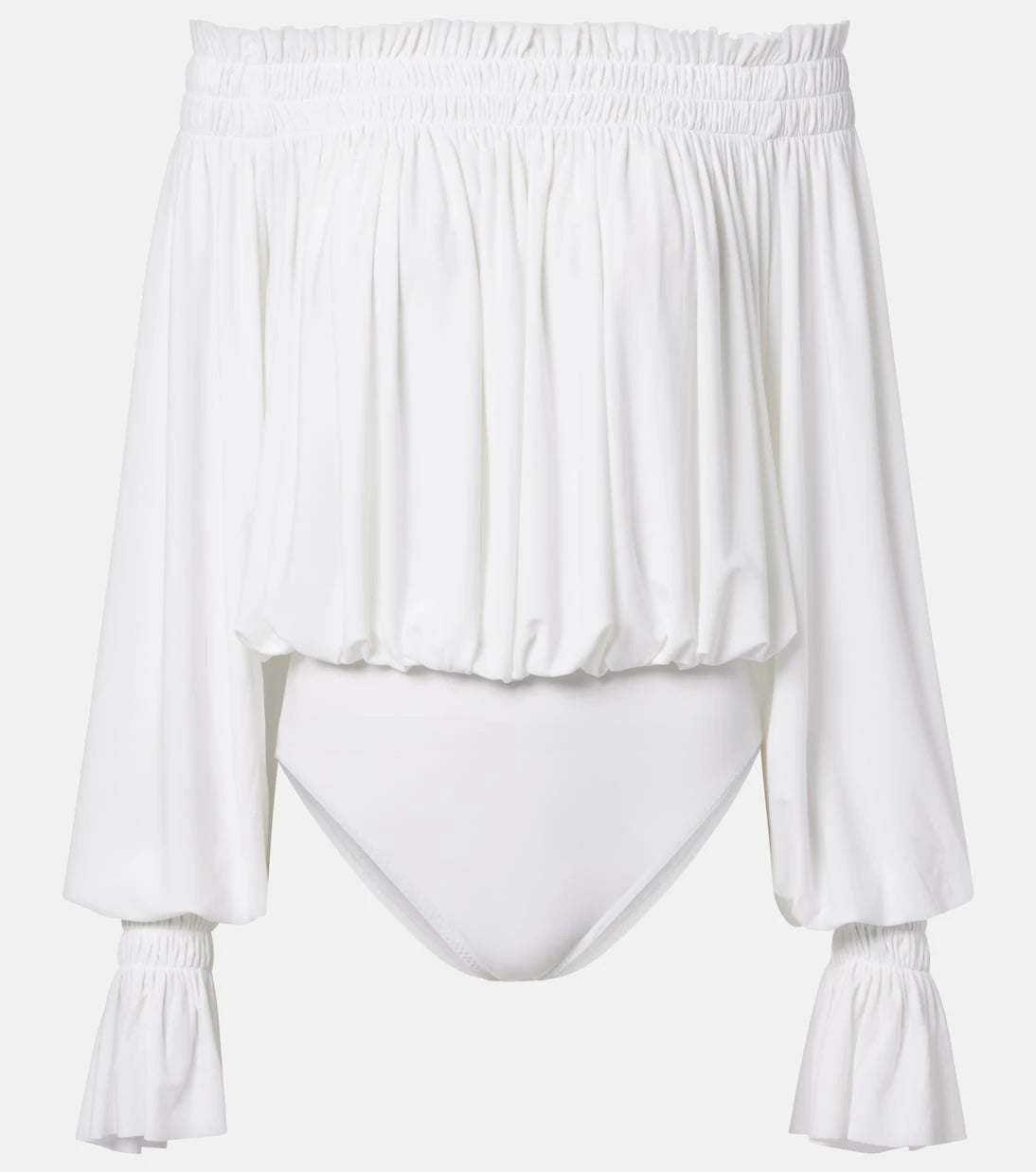 Norma Kamali - Off-shoulder smocked bodysuit