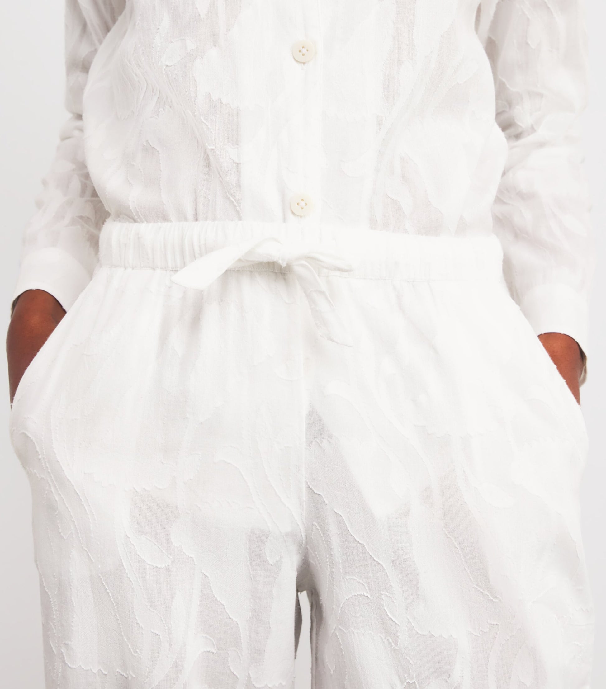 Ivory Floral Jacquard Pyjama Set