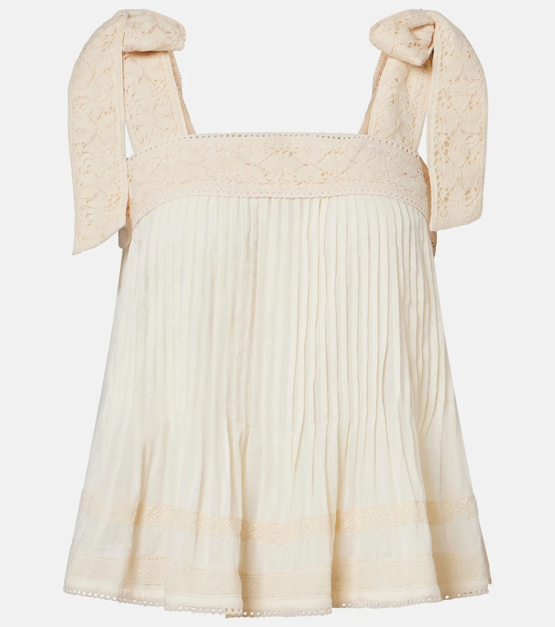Juliet Dunn - Lace-trimmed cotton top