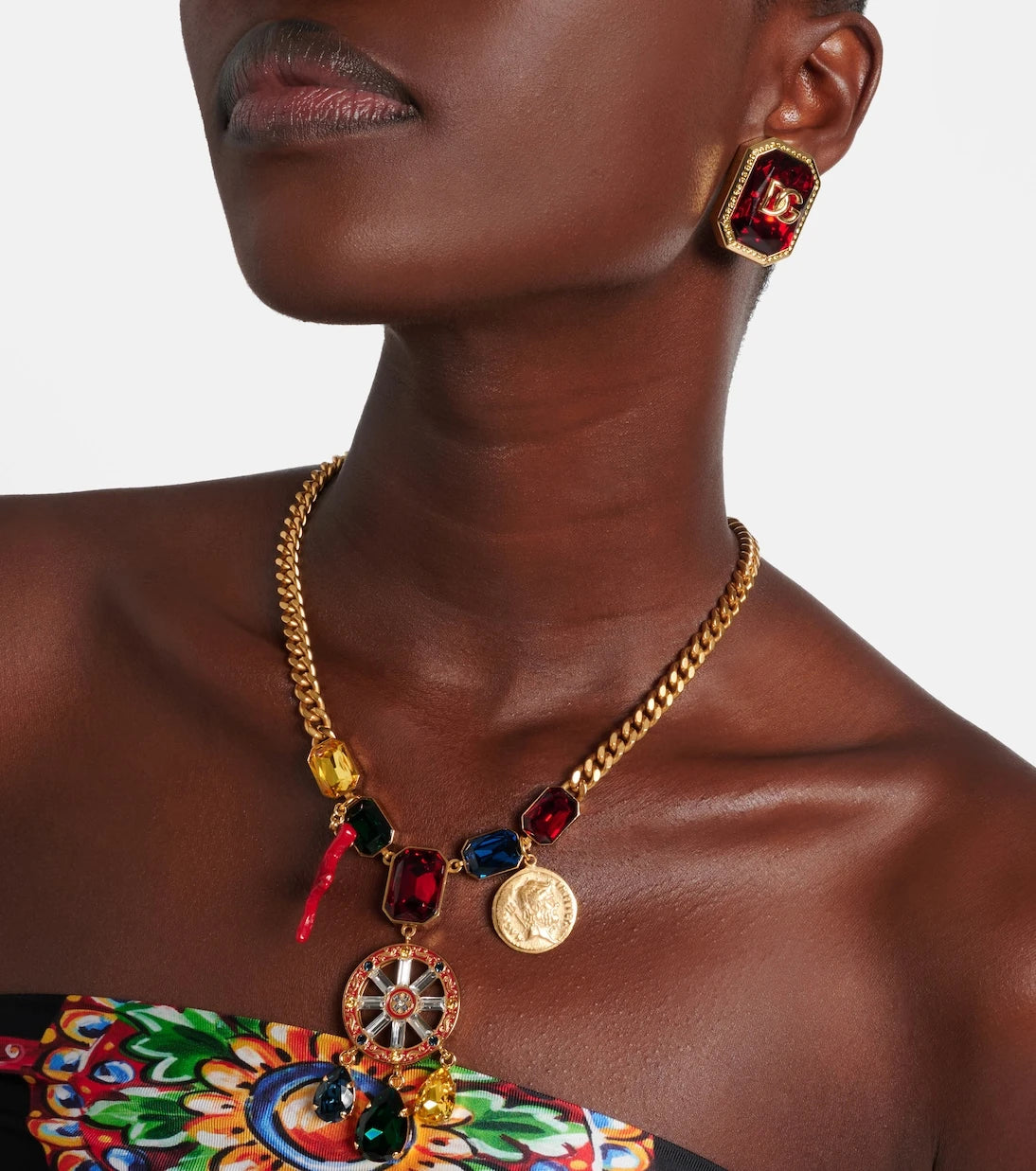 Dolce&Gabbana - DG embellished clip-on earrings