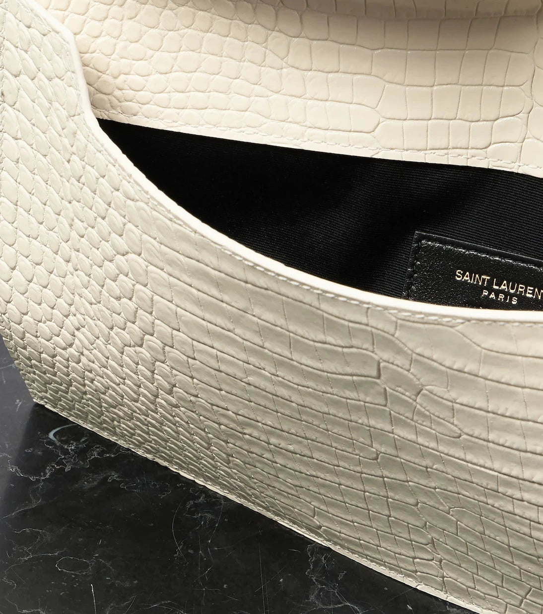 Saint Laurent - Uptown croc-effect leather clutch