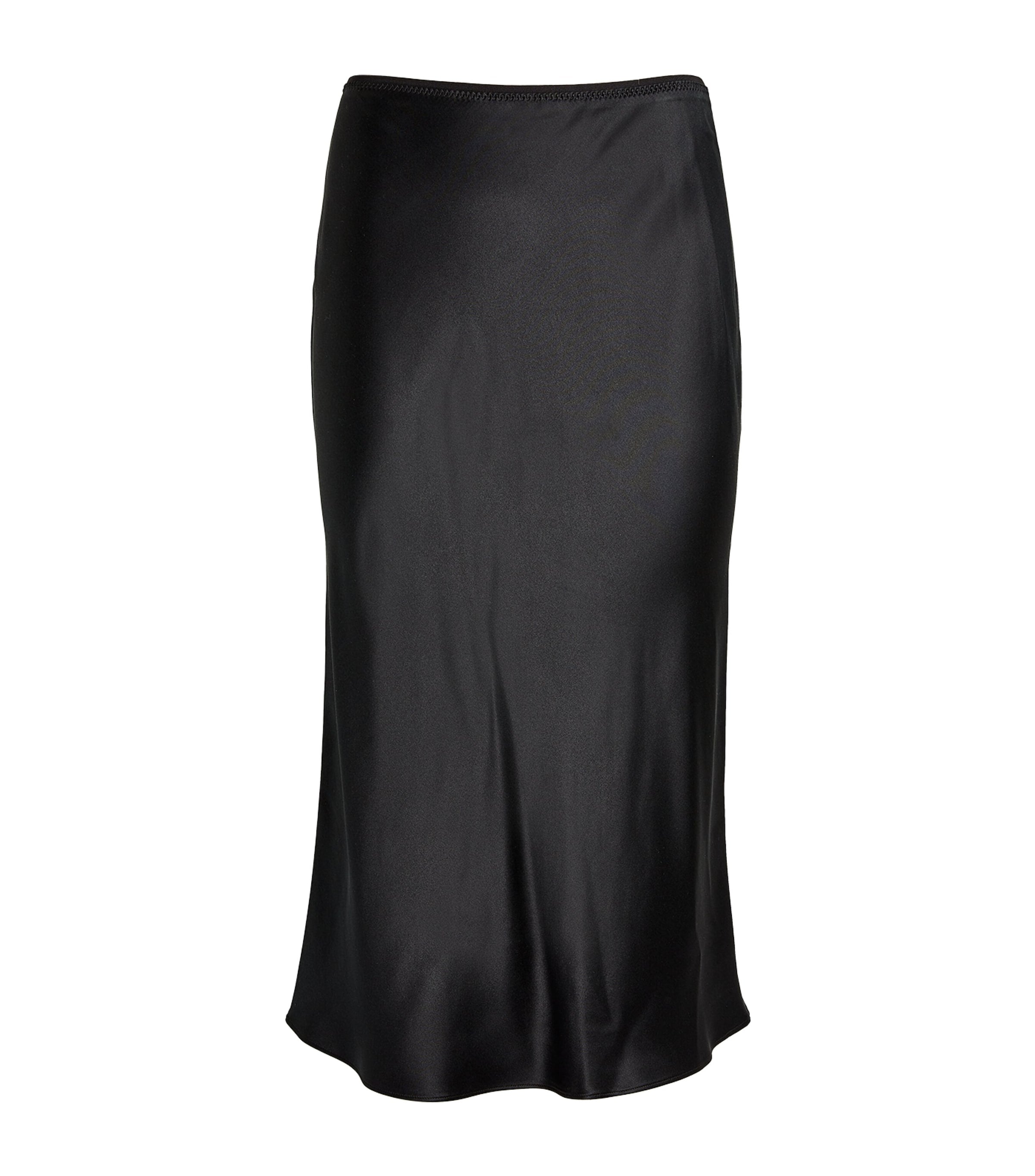 Silk Satin Isaak Midi Skirt BLACK