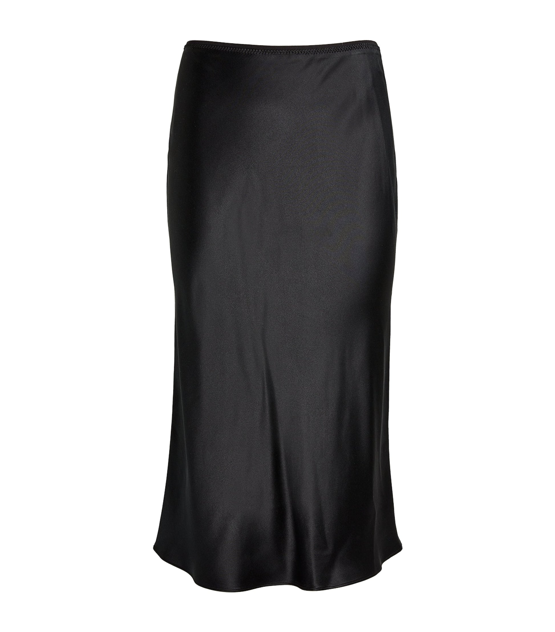 Silk Satin Isaak Midi Skirt BLACK