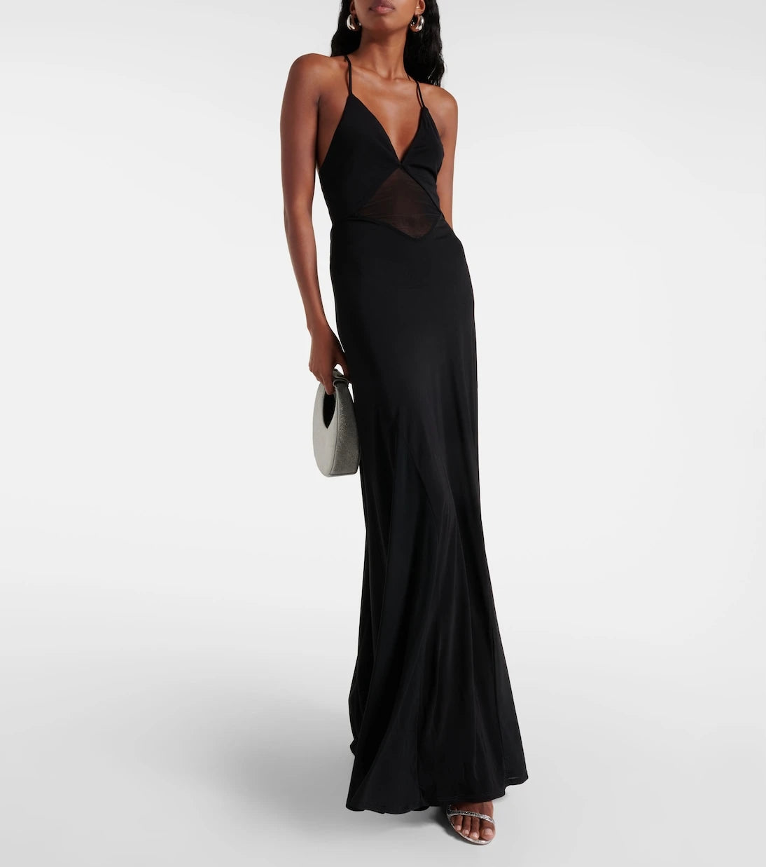 Staud - Fleur mesh-paneled jersey gown