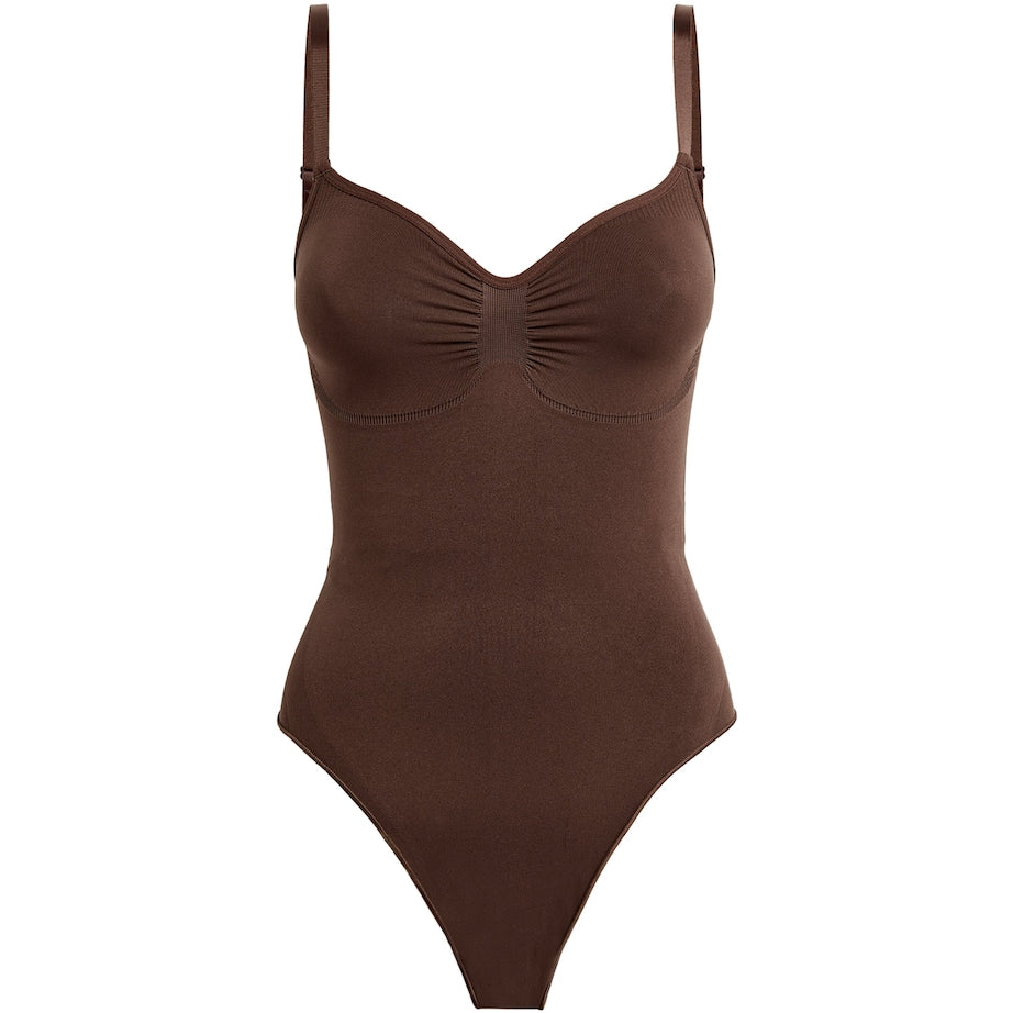 Skims Brown Seamless Sculpt Thong Bodysuit