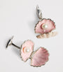 Deakin & Francis Sterling Silver Pearl-Detail Clam Cufflinks