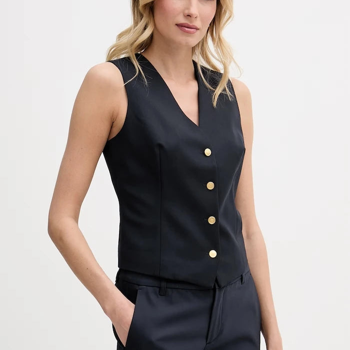 Tommy Hilfiger tek düğmeli yelek kadın yün katkılı