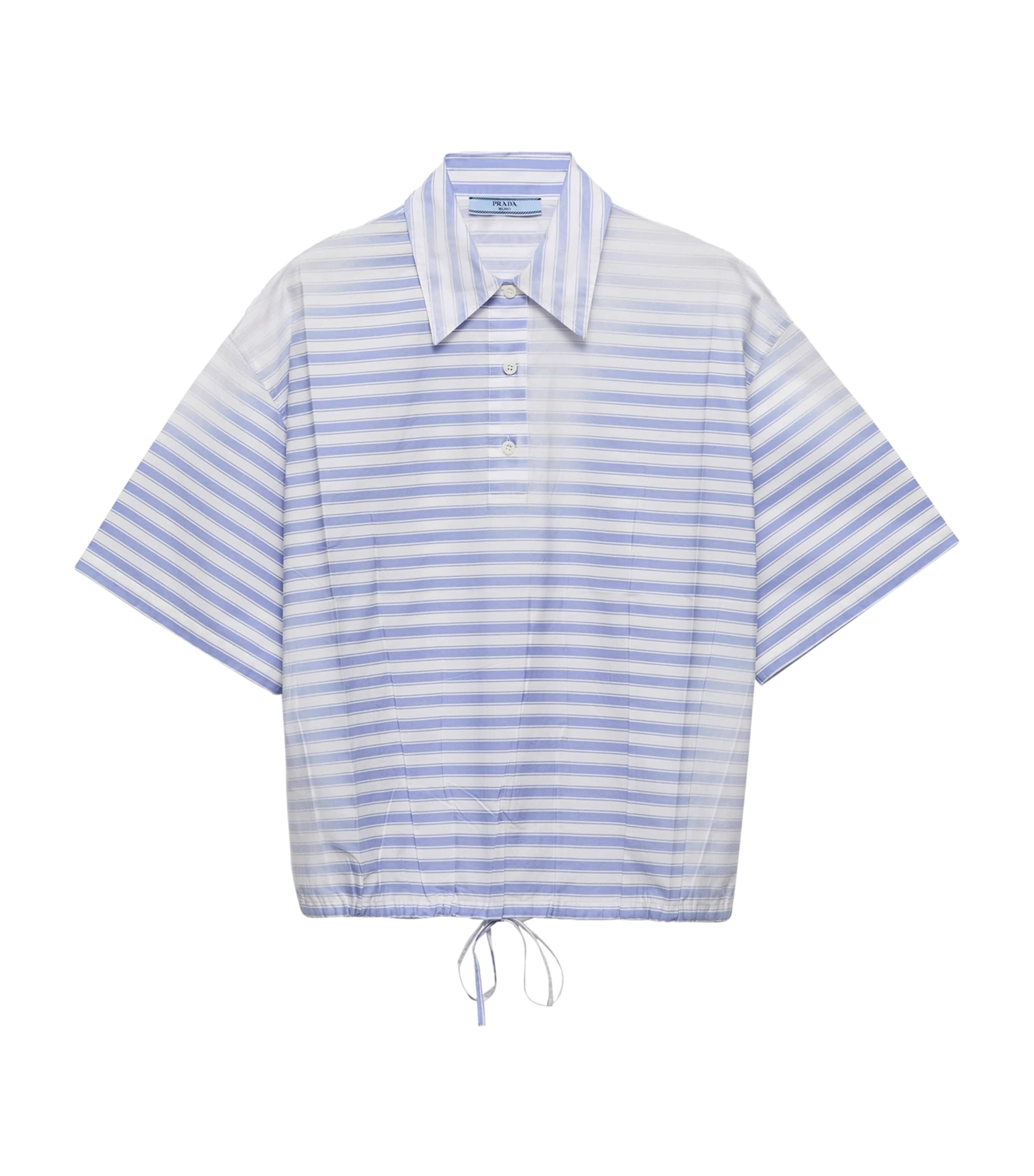 Turquoise Cotton Cropped Polo Shirt