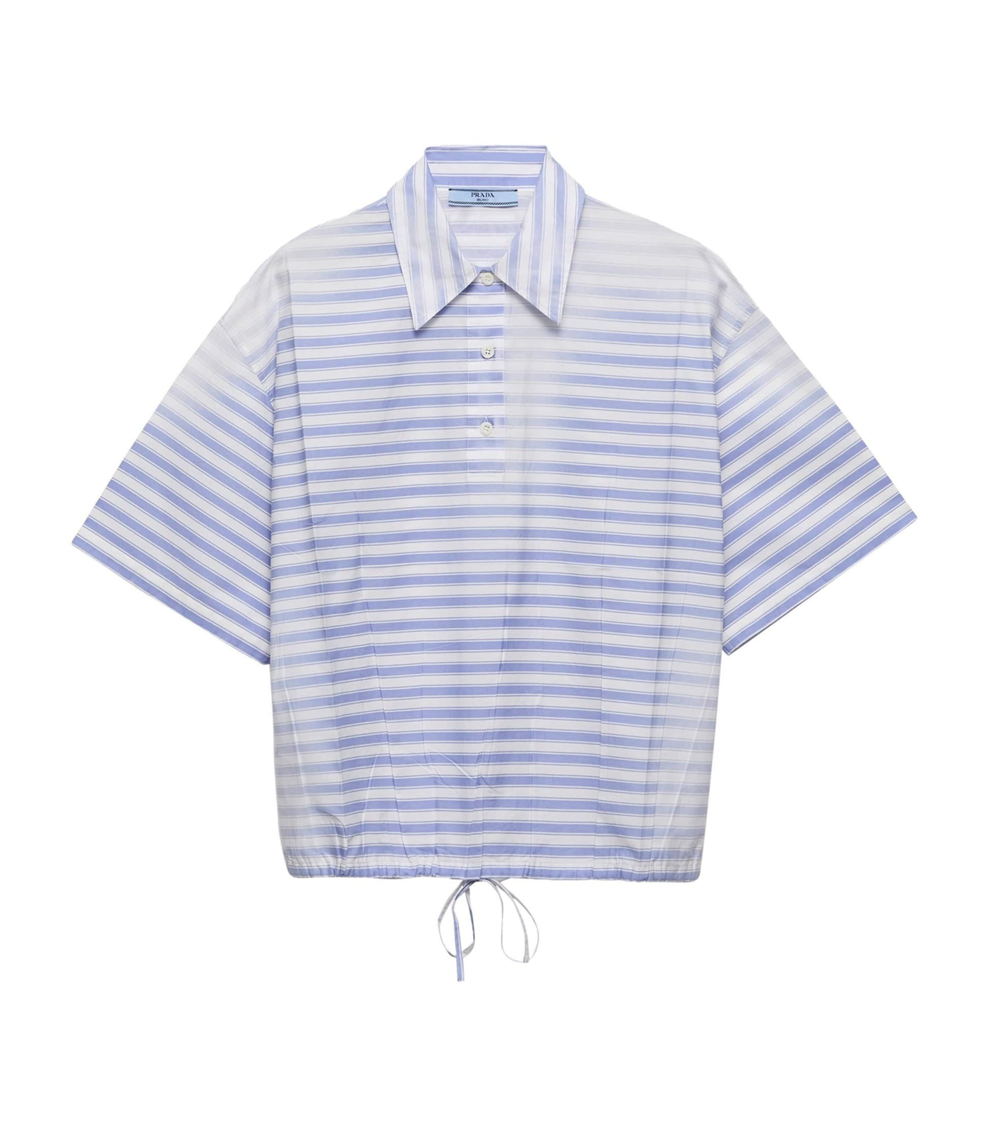 Turquoise Cotton Cropped Polo Shirt