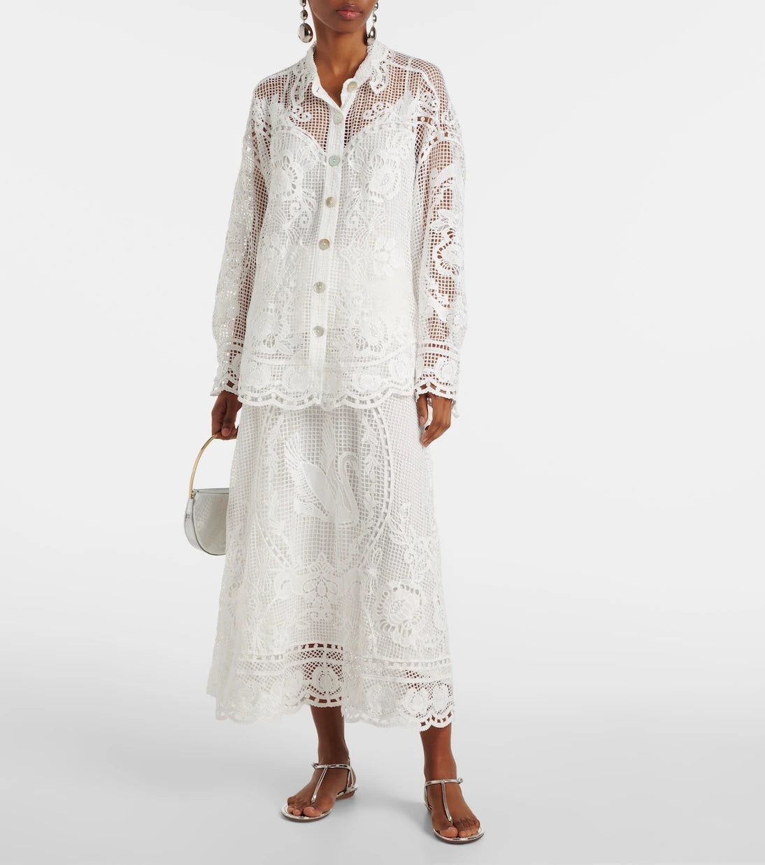 Farm Rio - Swan Lake guipure shirt