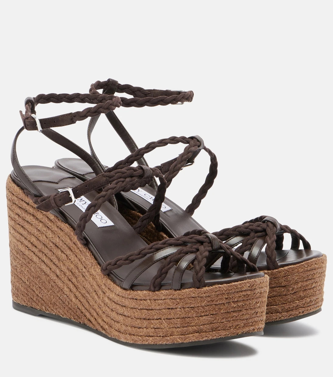 Jimmy Choo - Nyra braided leather espadrille wedges