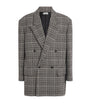 System Grey Oversized Check Double-Breasted Blazer