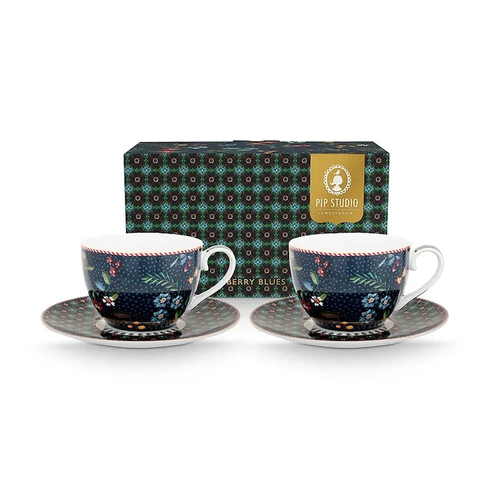 Pip Studio Berry Blues 280 ml Fincan ve Tabak Seti (2 Parça)