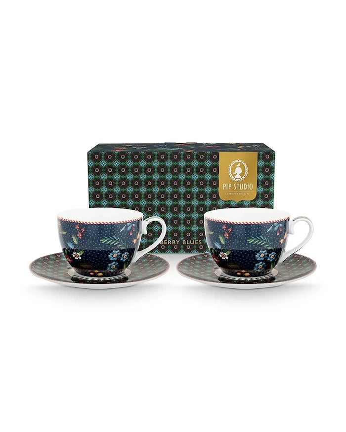 Pip Studio Berry Blues 280 ml Fincan ve Tabak Seti (2 Parça)