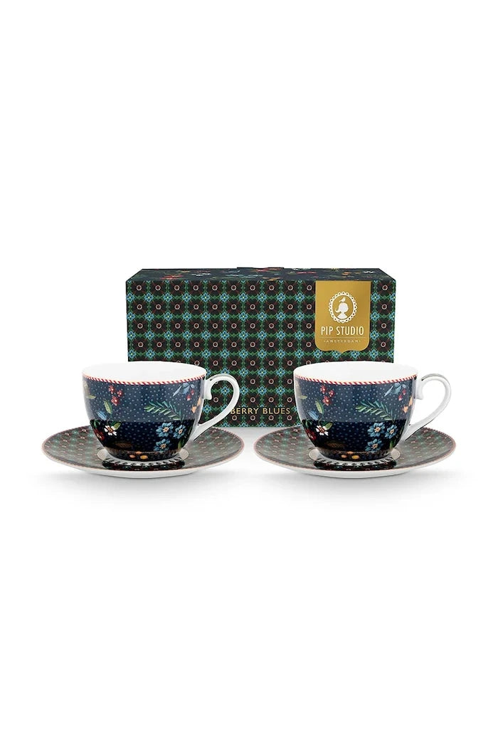 Pip Studio Berry Blues 280 ml Fincan ve Tabak Seti (2 Parça)