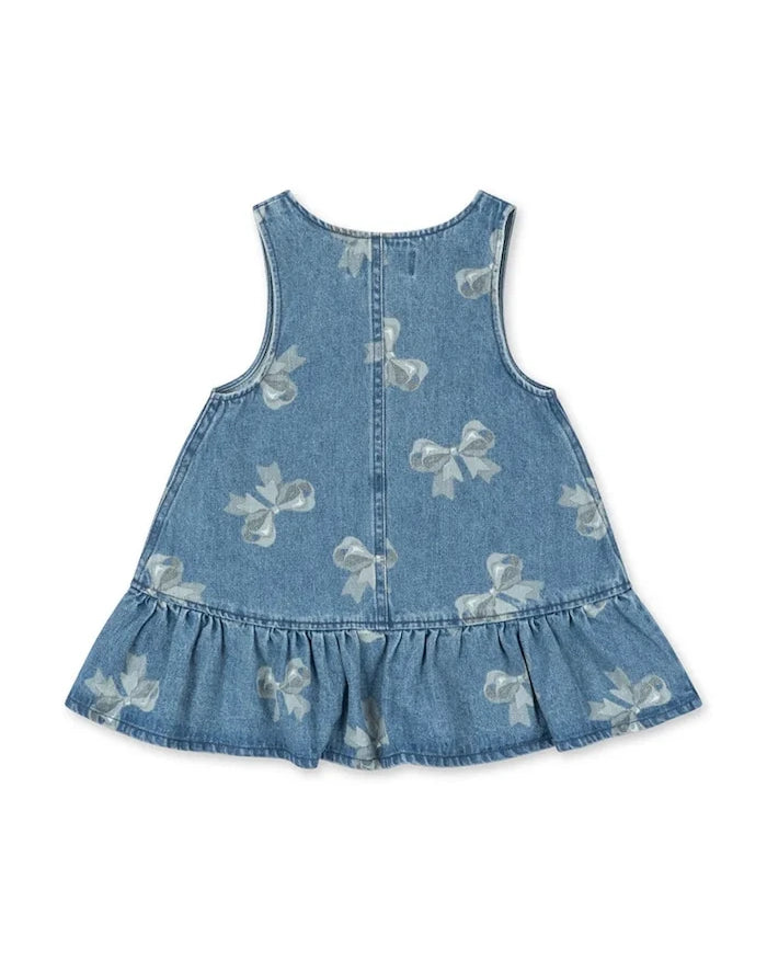 Konges Sløjd MAGOT FRILL DRESS GOTS Çocuk Denim Elbise